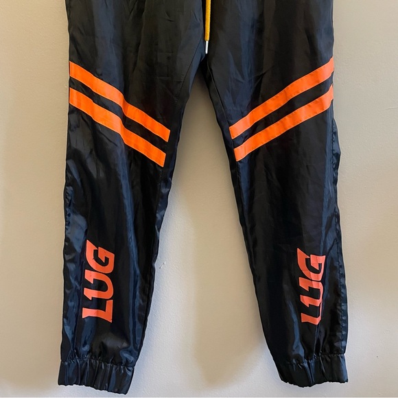 Vintage LUG Black Windbreaker Pants w Orange Accents - Picture 6 of 12